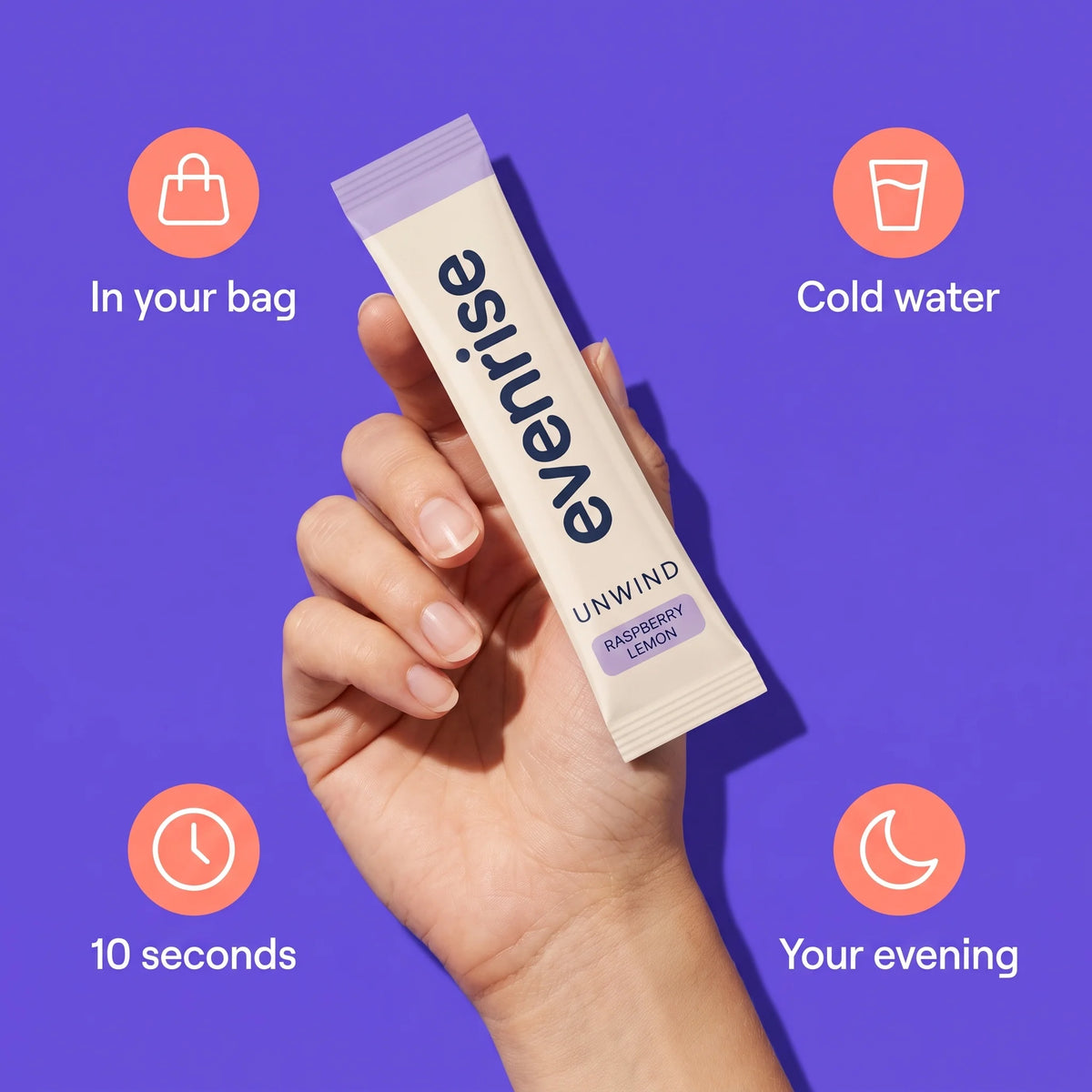 Evenrise single-serve sachet in hand